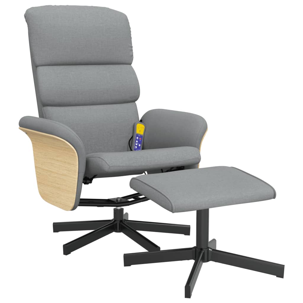 Fauteuil inclinable de massage et repose-pied gris clair tissu - XIOS