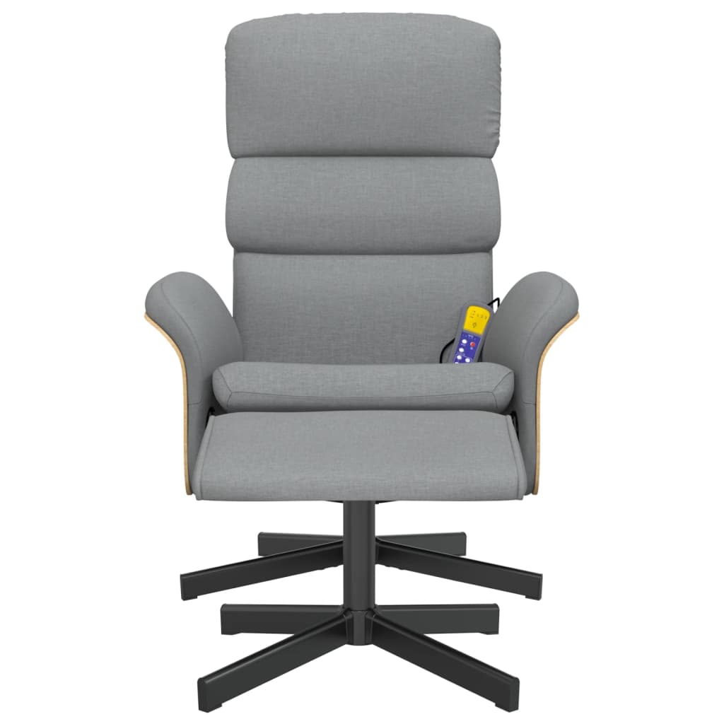 Fauteuil inclinable de massage et repose-pied gris clair tissu - XIOS