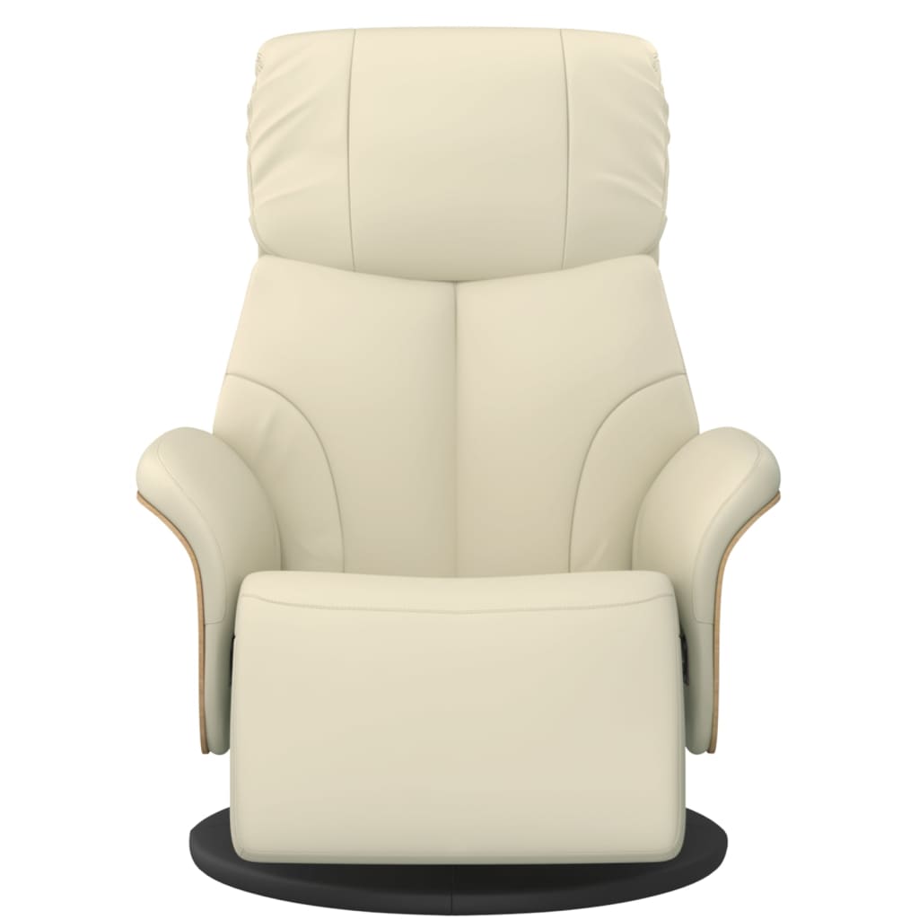 Fauteuil inclinable avec repose-pieds crème similicuir