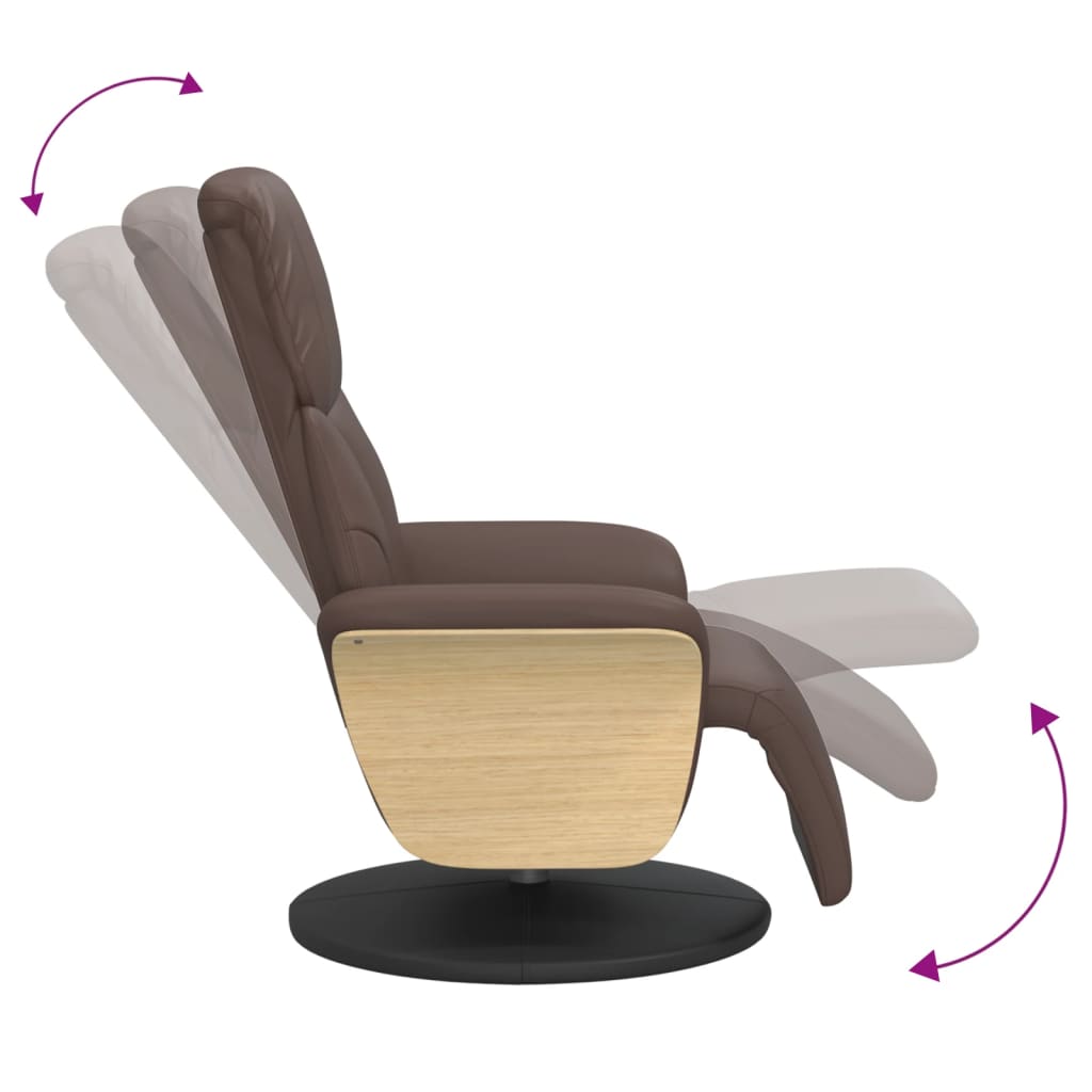 Fauteuil inclinable avec repose-pieds marron similicuir - XIOS