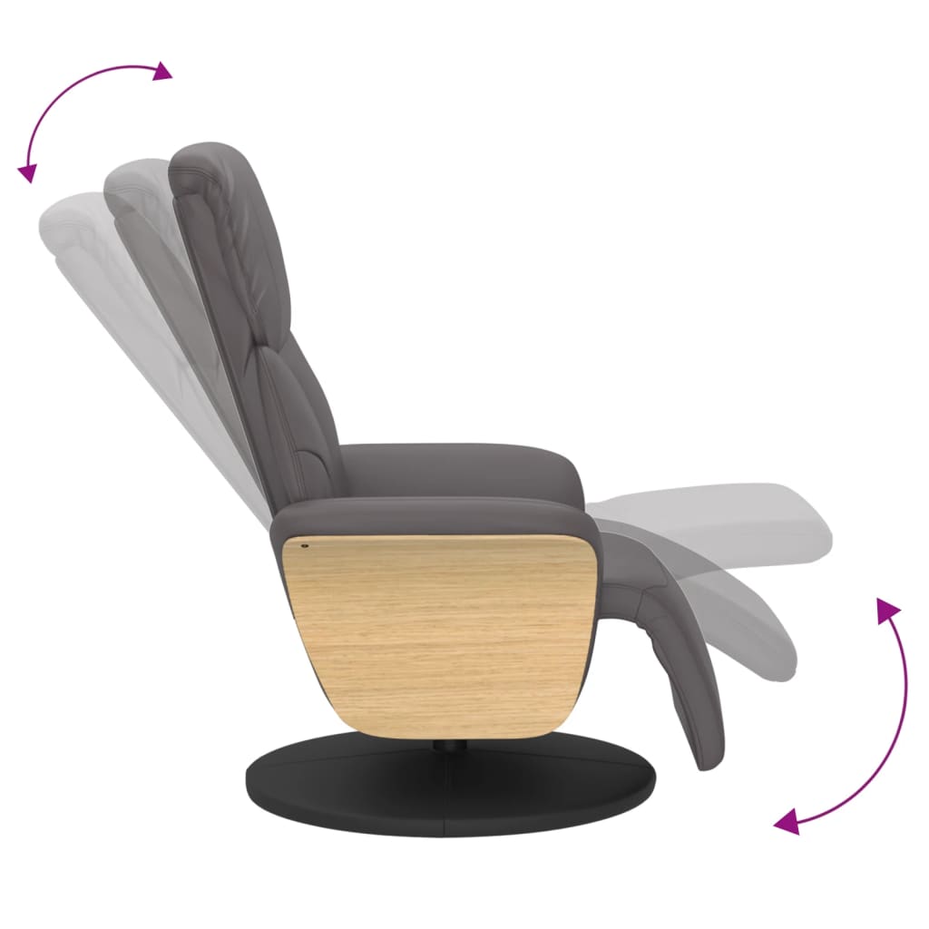 Fauteuil inclinable avec repose-pieds gris similicuir - XIOS