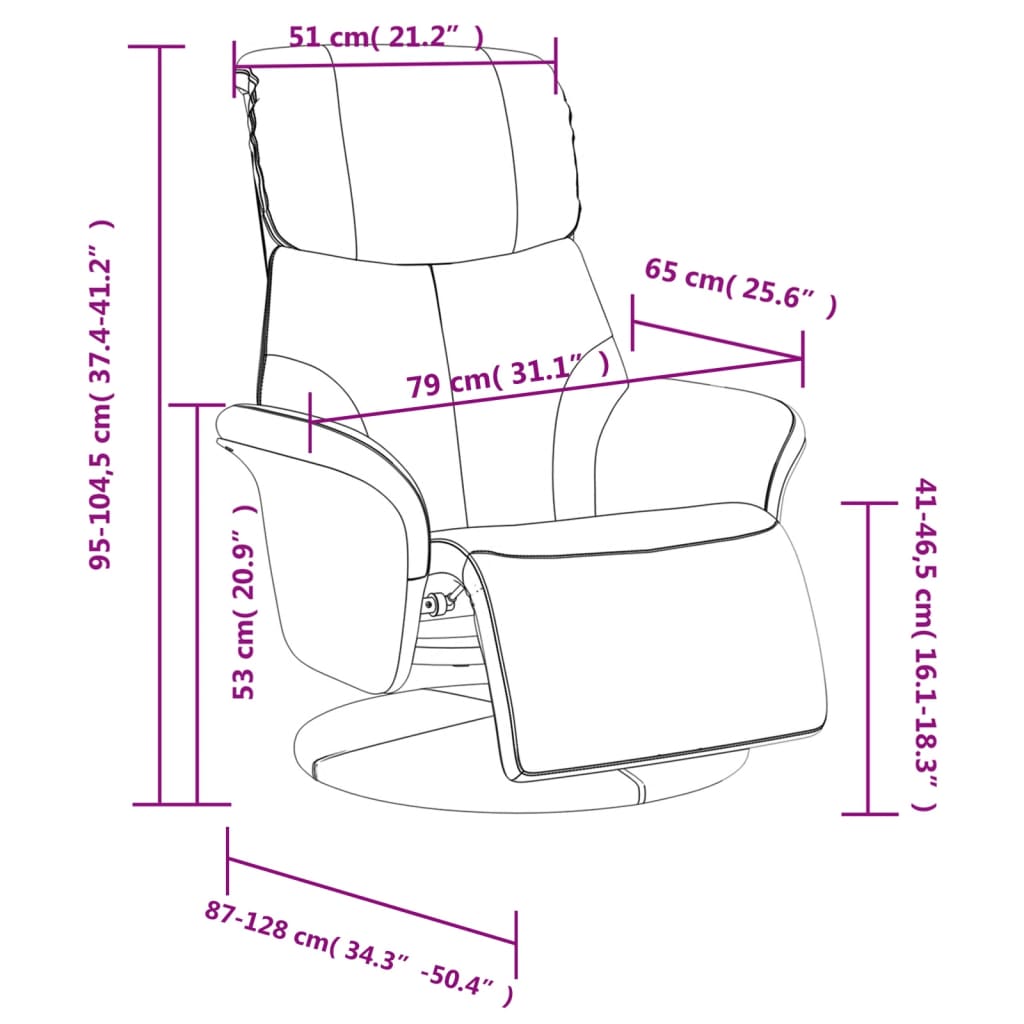 Fauteuil inclinable avec repose-pieds gris similicuir - XIOS