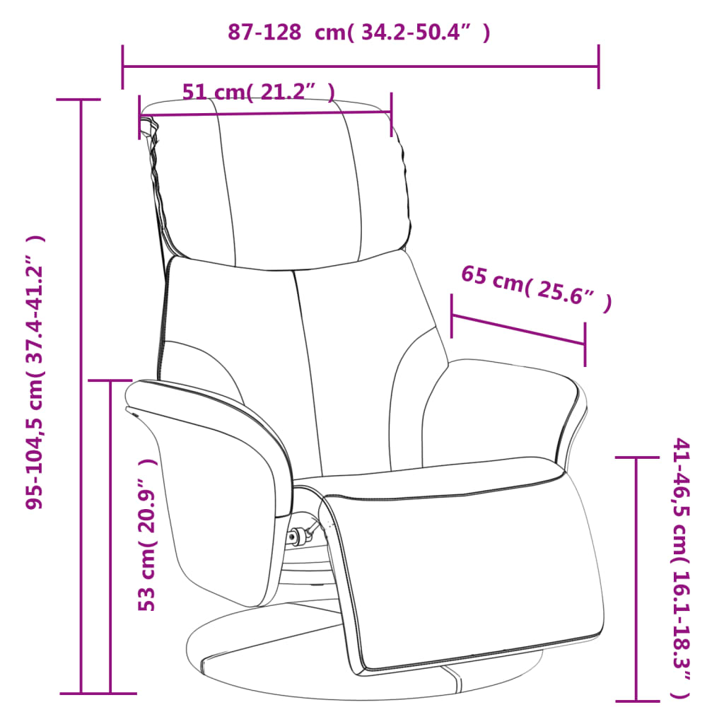 Fauteuil inclinable avec repose-pieds cappuccino similicuir - XIOS