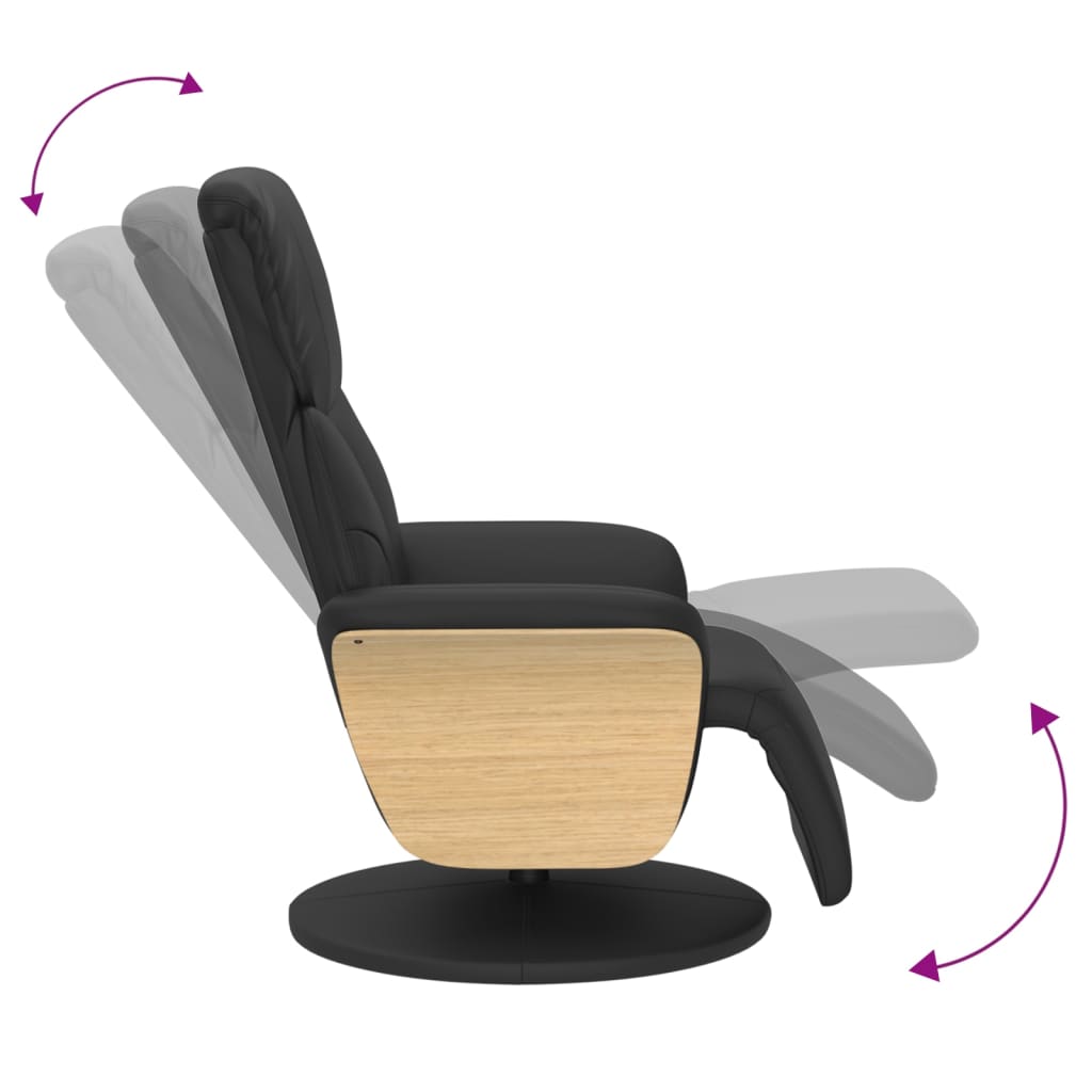 Fauteuil inclinable avec repose-pieds noir similicuir - XIOS
