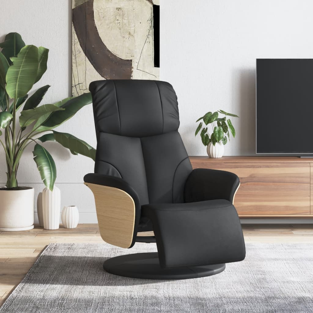 Fauteuil inclinable avec repose-pieds noir similicuir - XIOS