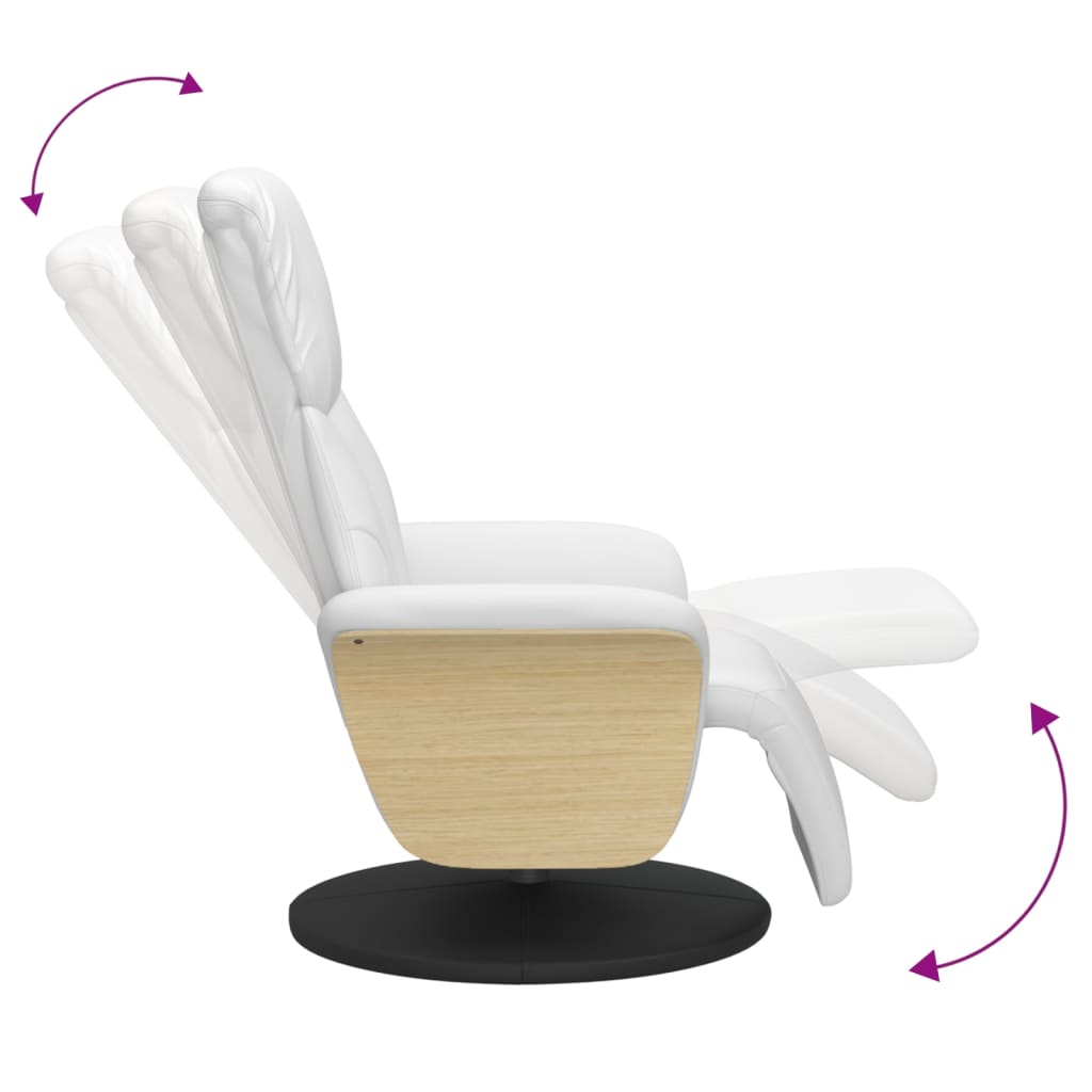Fauteuil inclinable avec repose-pieds blanc similicuir - XIOS