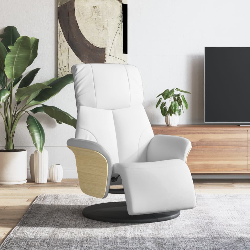 Fauteuil inclinable avec repose-pieds blanc similicuir - XIOS