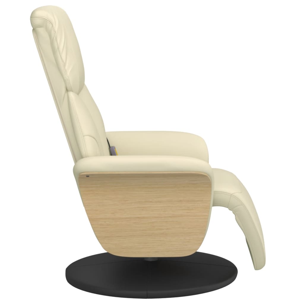 Fauteuil inclinable de massage et repose-pieds crème similicuir - XIOS