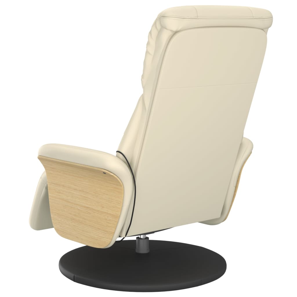 Fauteuil inclinable de massage et repose-pieds crème similicuir - XIOS