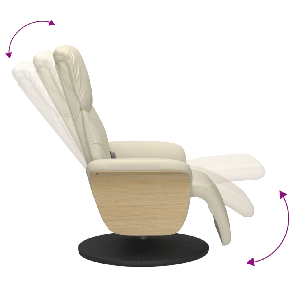 Fauteuil inclinable de massage et repose-pieds crème similicuir - XIOS