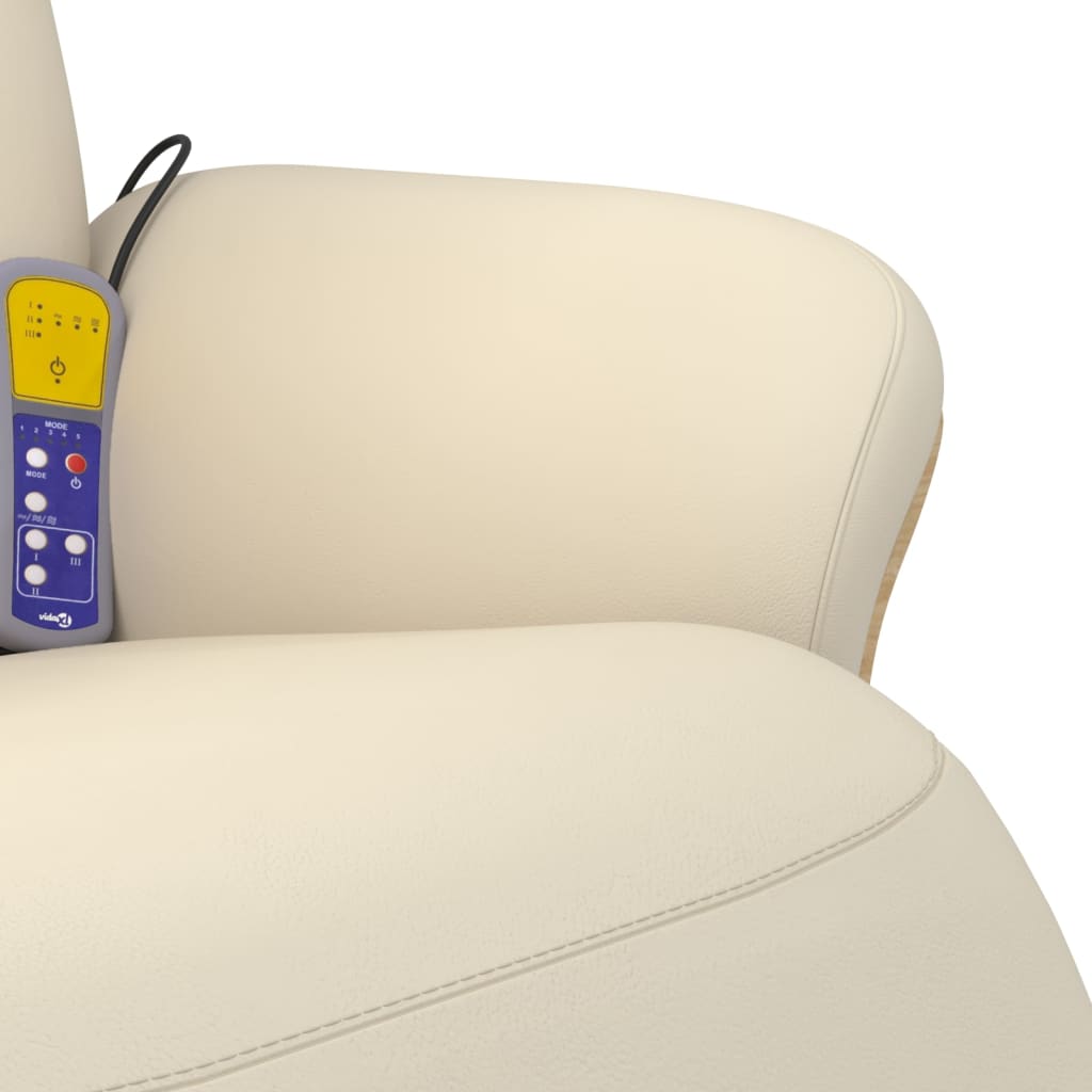 Fauteuil inclinable de massage et repose-pieds crème similicuir - XIOS