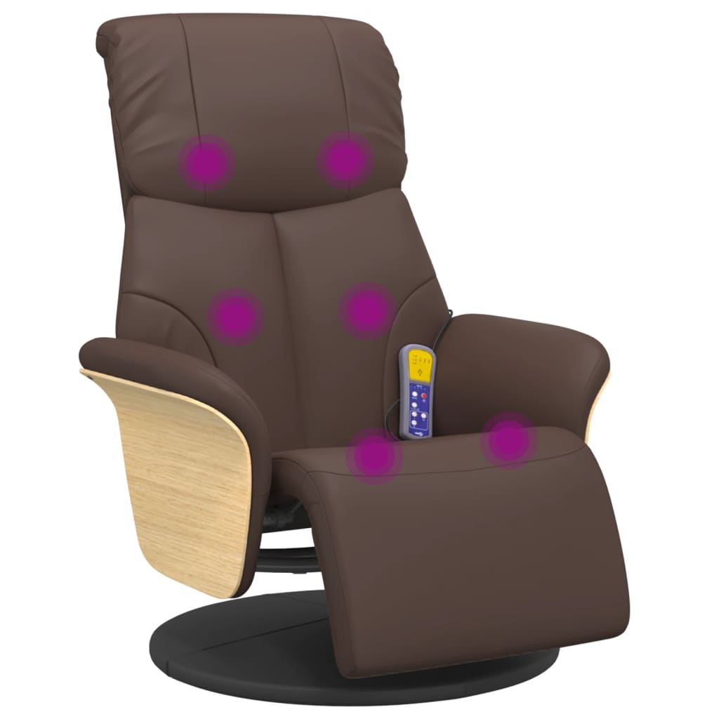Fauteuil inclinable de massage repose-pieds marron similicuir - XIOS