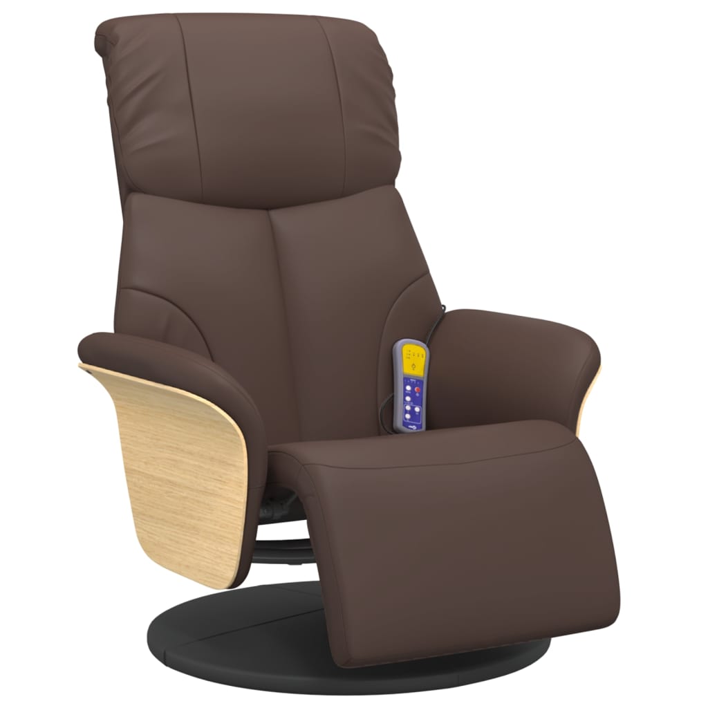 Fauteuil inclinable de massage repose-pieds marron similicuir - XIOS