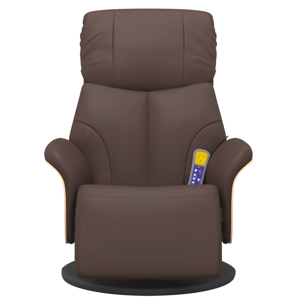 Fauteuil inclinable de massage repose-pieds marron similicuir - XIOS