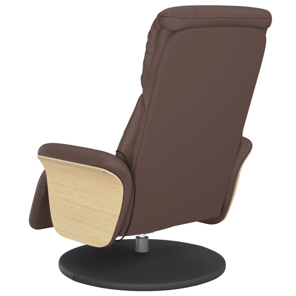 Fauteuil inclinable de massage repose-pieds marron similicuir - XIOS