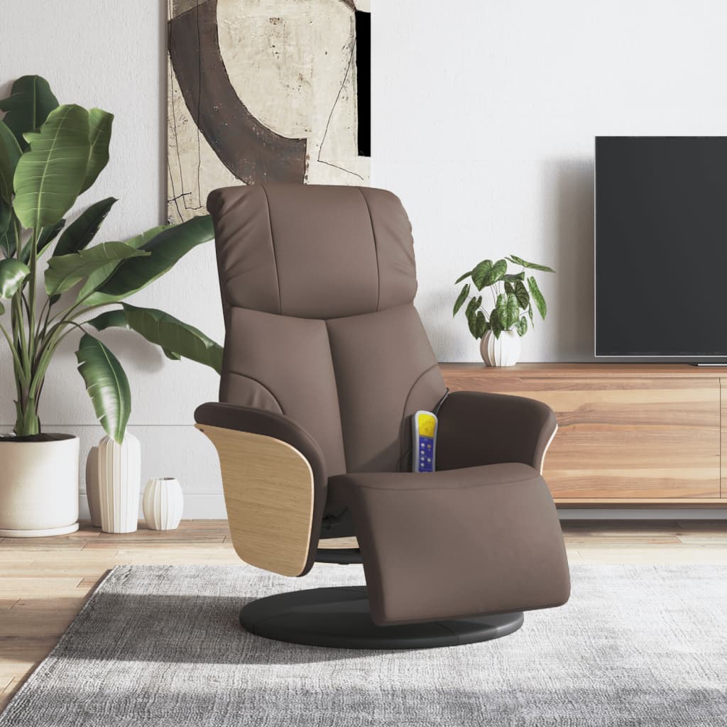 Fauteuil inclinable de massage repose-pieds marron similicuir - XIOS