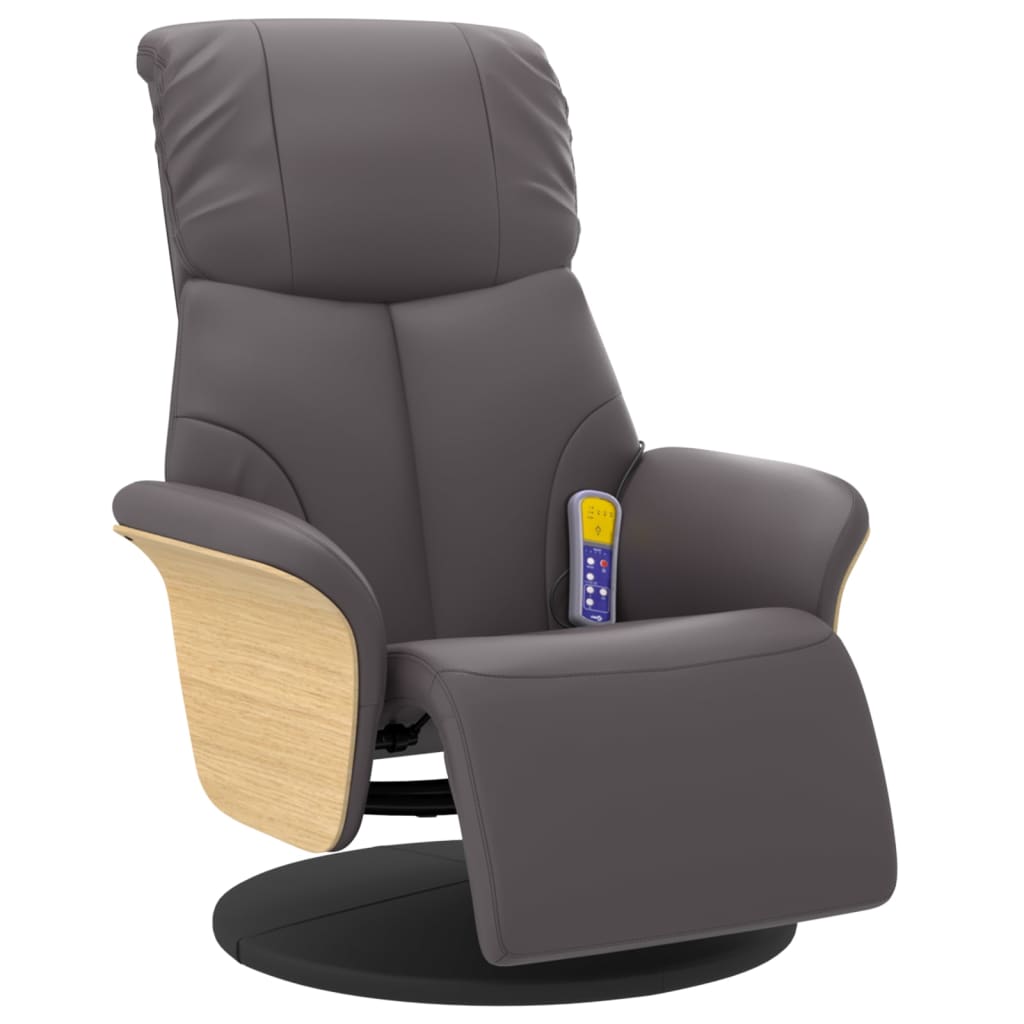 Fauteuil inclinable de massage repose-pieds gris similicuir - XIOS