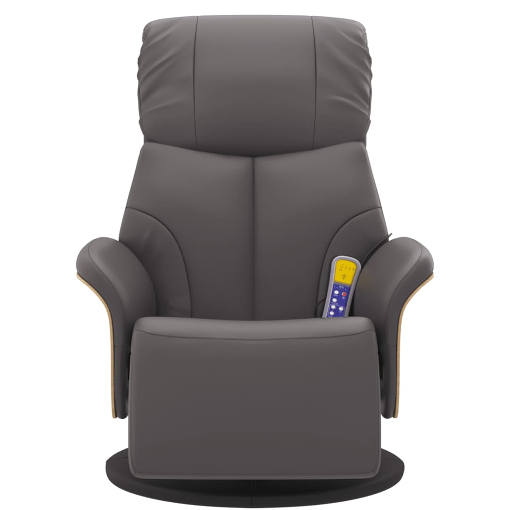 Fauteuil inclinable de massage repose-pieds gris similicuir - XIOS