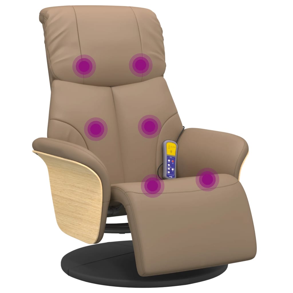 Fauteuil inclinable de massage repose-pieds cappuccino - XIOS
