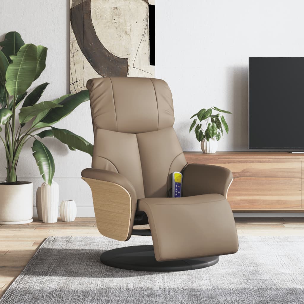 Fauteuil inclinable de massage repose-pieds cappuccino - XIOS