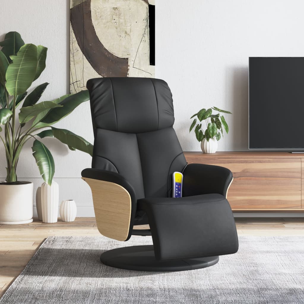 Fauteuil inclinable de massage repose-pieds noir similicuir - XIOS