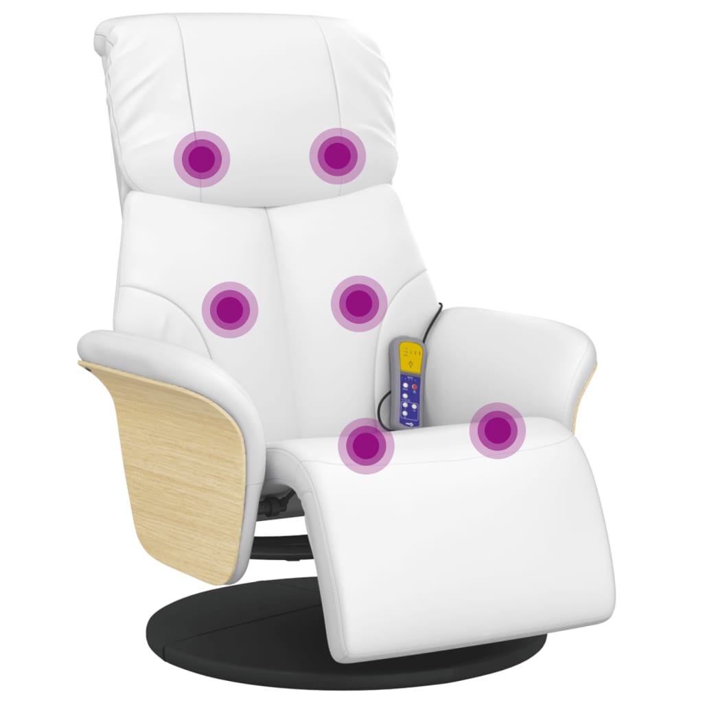 Fauteuil inclinable de massage repose-pieds blanc similicuir - XIOS