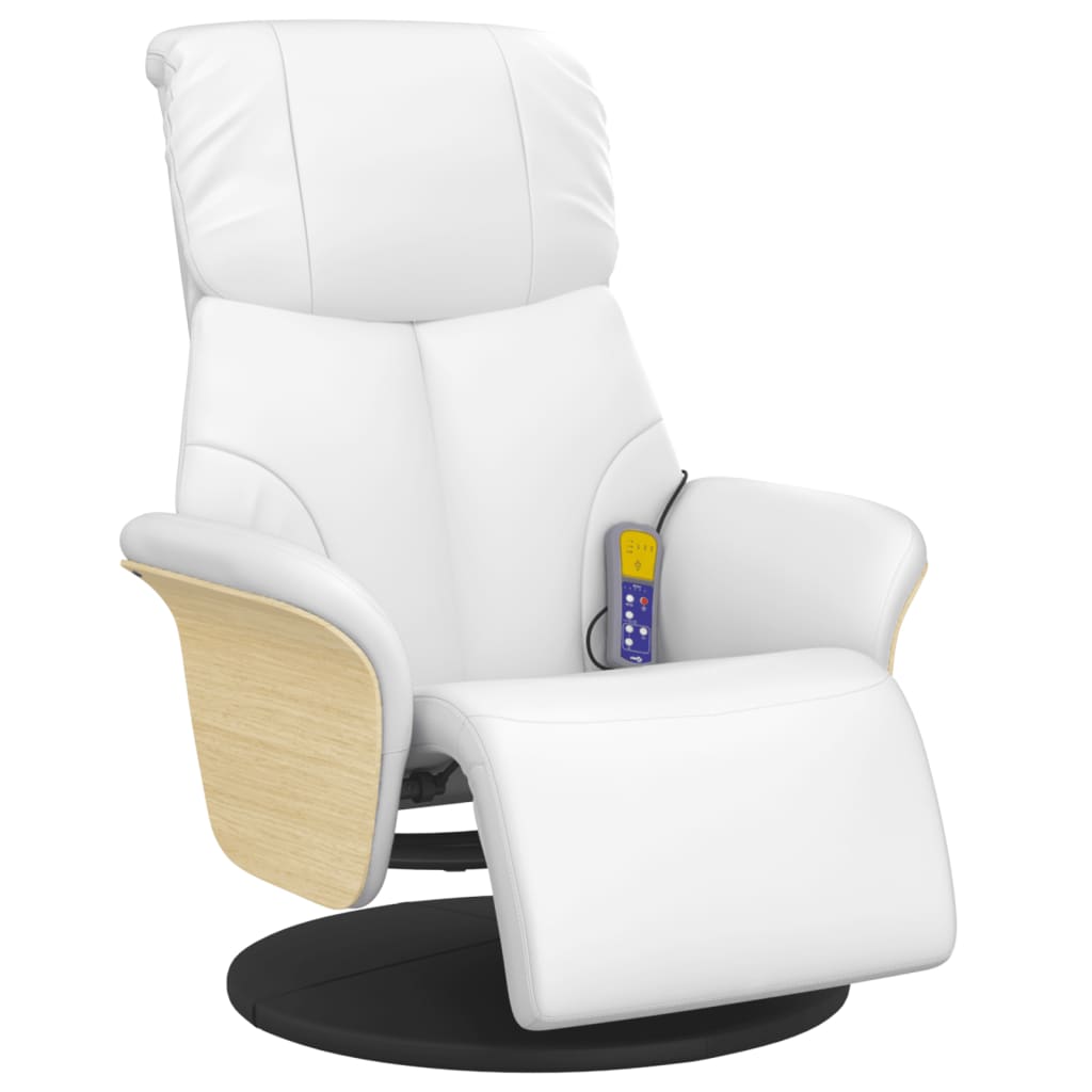 Fauteuil inclinable de massage repose-pieds blanc similicuir - XIOS