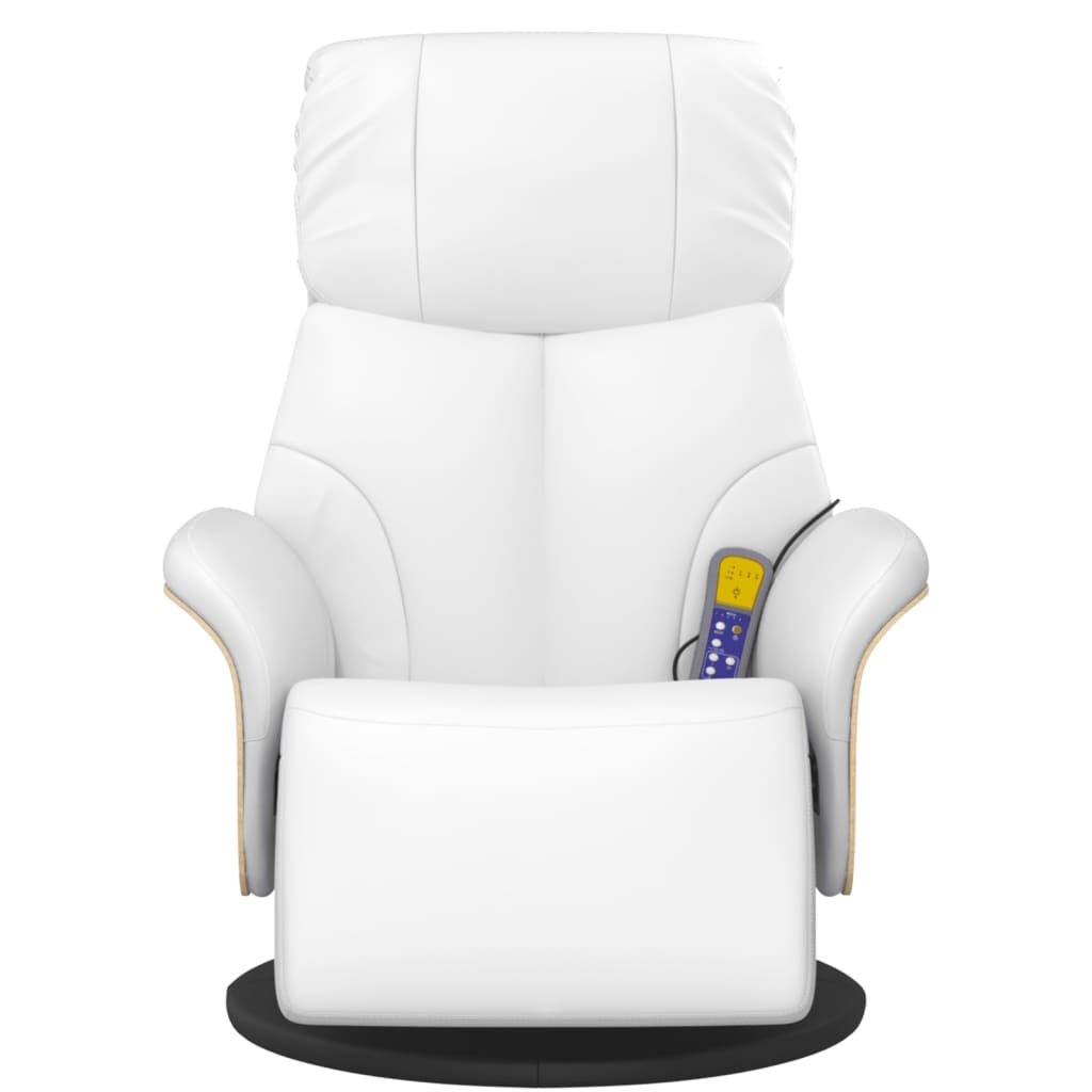 Fauteuil inclinable de massage repose-pieds blanc similicuir - XIOS