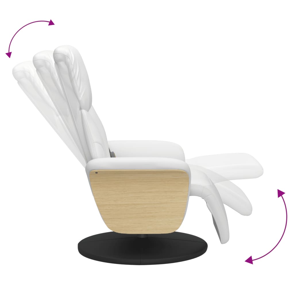Fauteuil inclinable de massage repose-pieds blanc similicuir - XIOS