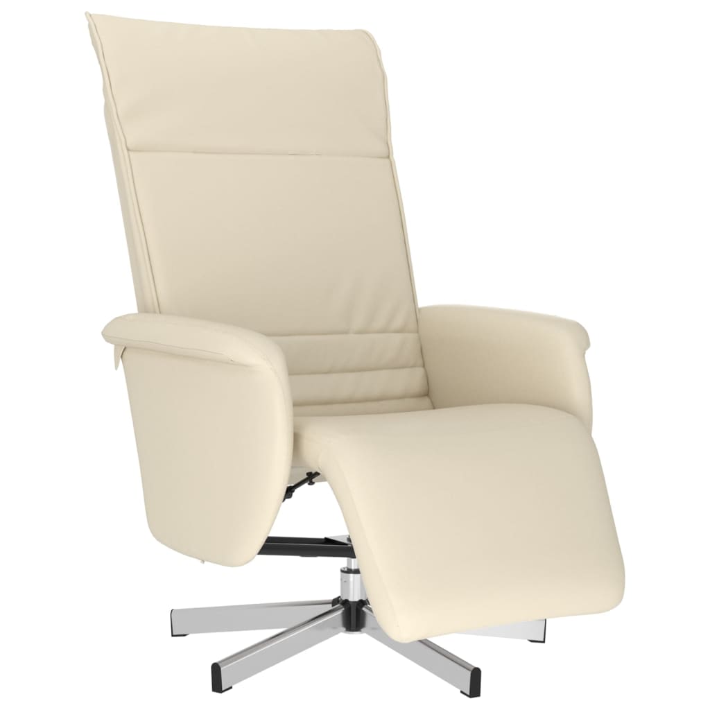 Fauteuil inclinable avec repose-pieds crème similicuir - XIOS