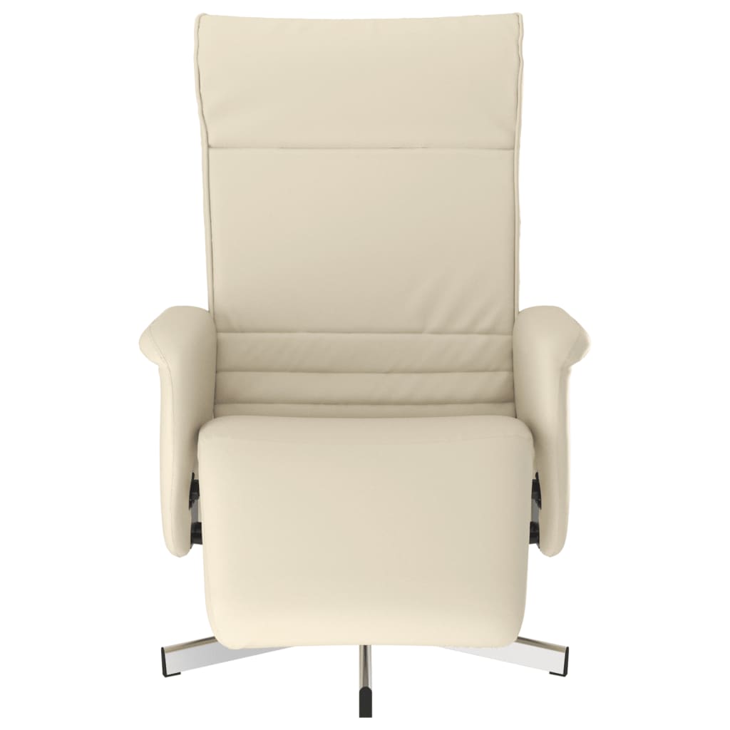 Fauteuil inclinable avec repose-pieds crème similicuir - XIOS
