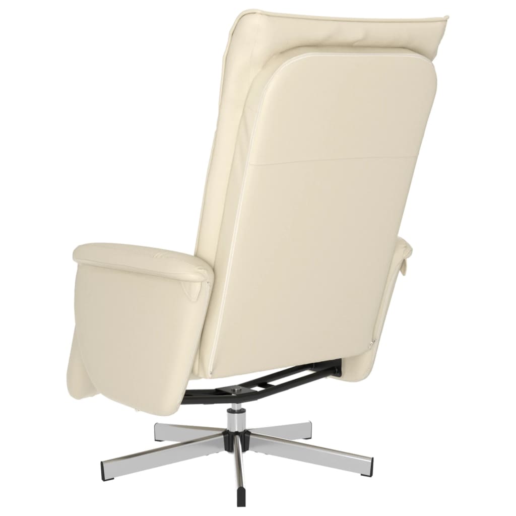 Fauteuil inclinable avec repose-pieds crème similicuir - XIOS