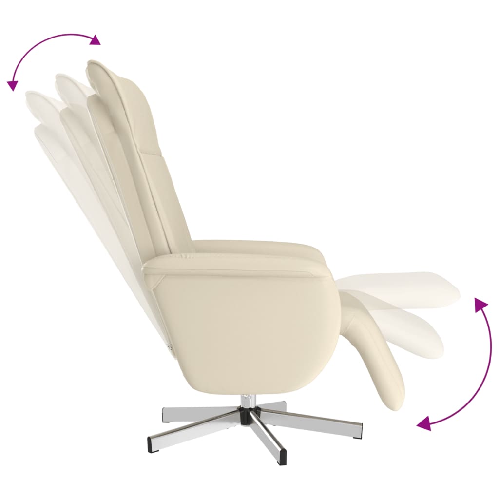 Fauteuil inclinable avec repose-pieds crème similicuir - XIOS