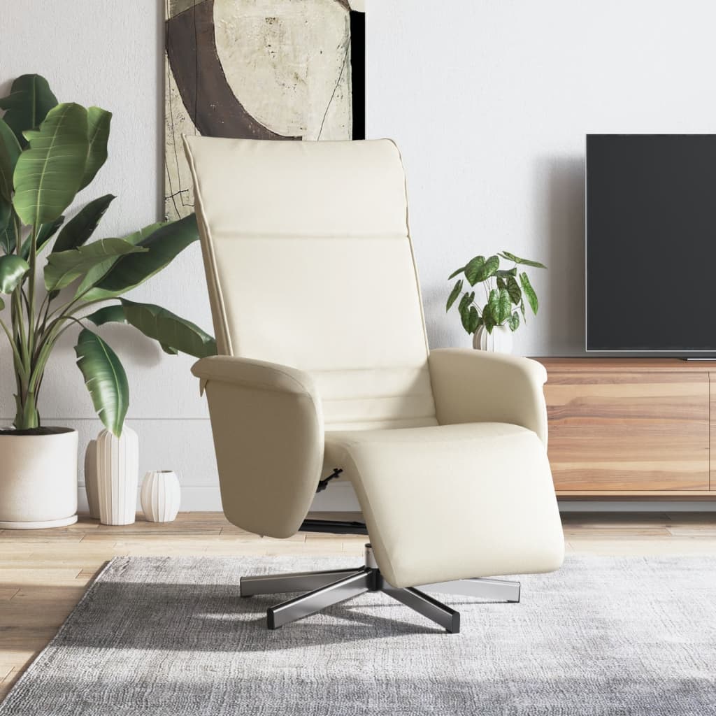 Fauteuil inclinable avec repose-pieds crème similicuir - XIOS