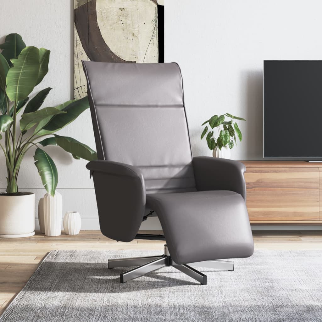 Fauteuil inclinable avec repose-pieds gris similicuir - XIOS