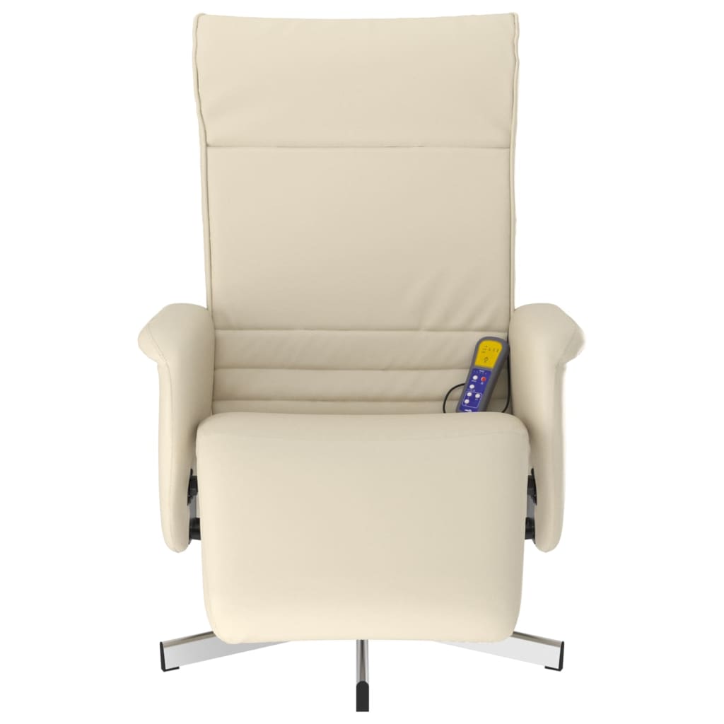 Fauteuil inclinable de massage et repose-pieds crème similicuir - XIOS
