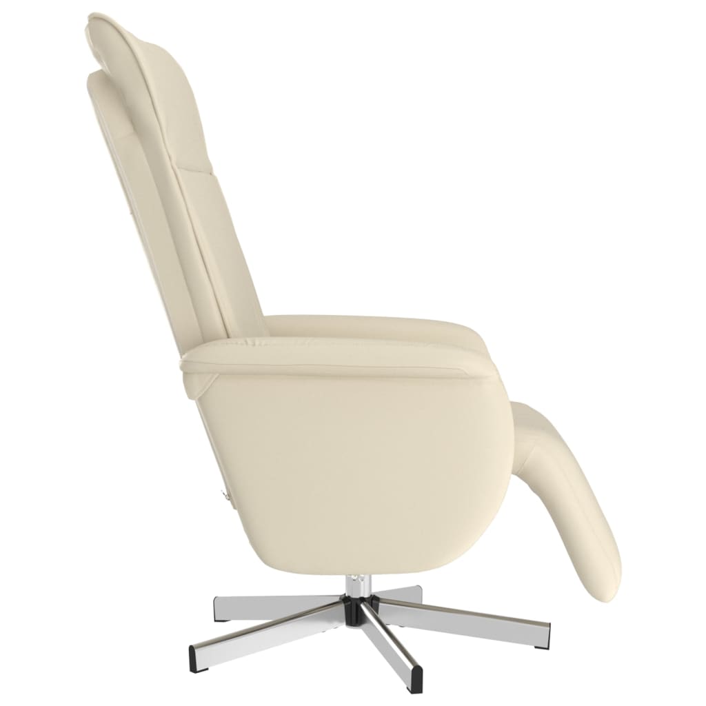 Fauteuil inclinable de massage et repose-pieds crème similicuir - XIOS