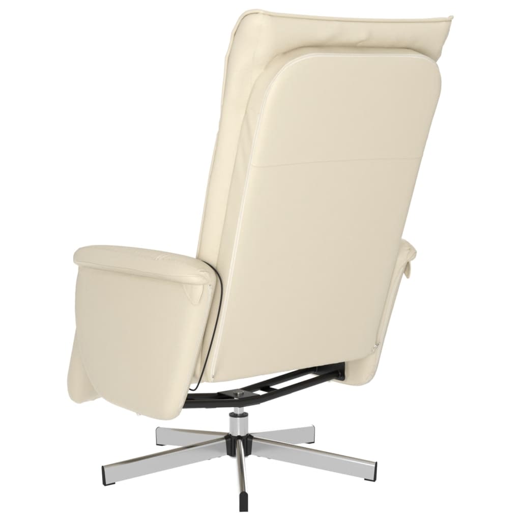Fauteuil inclinable de massage et repose-pieds crème similicuir - XIOS