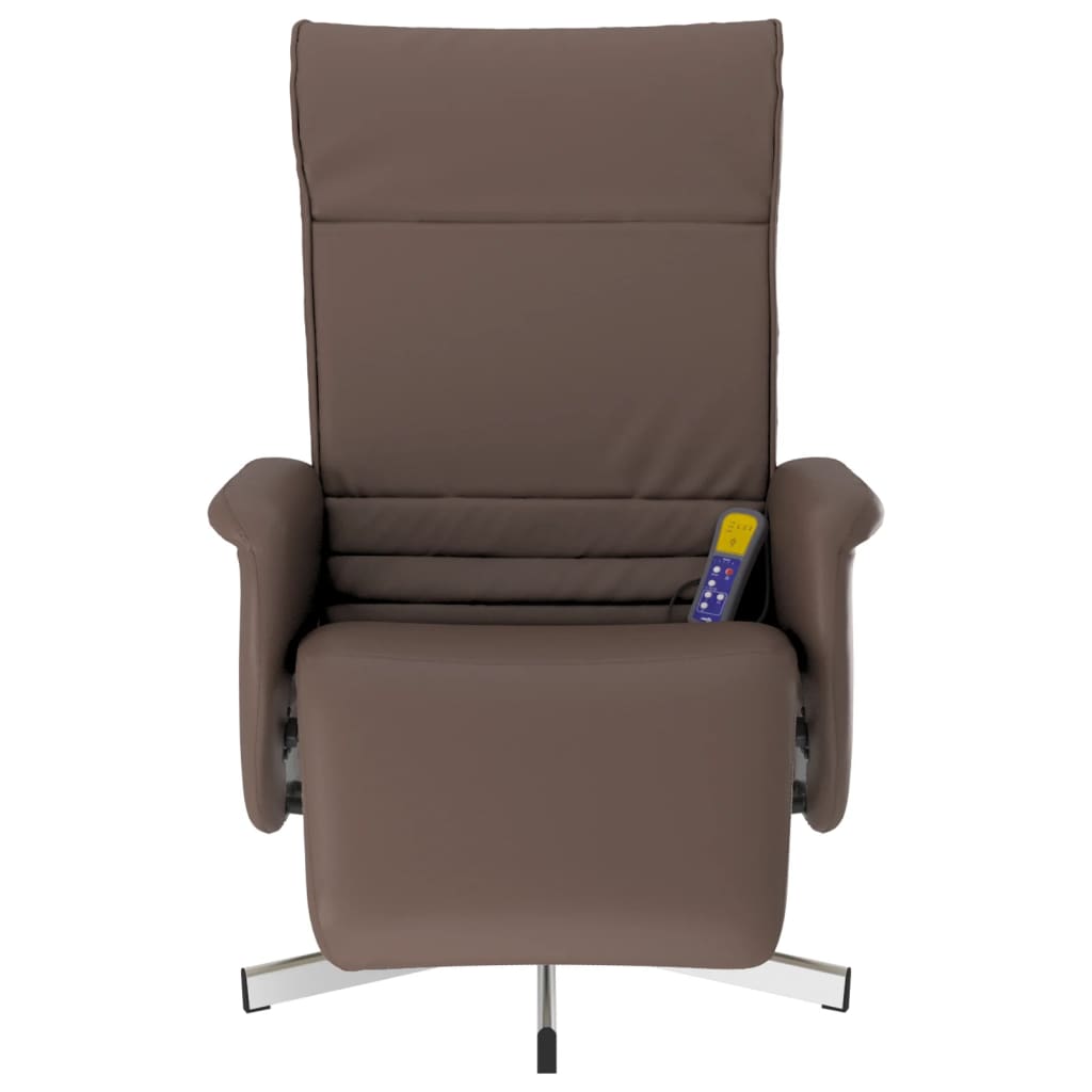 Fauteuil inclinable de massage repose-pieds marron similicuir - XIOS