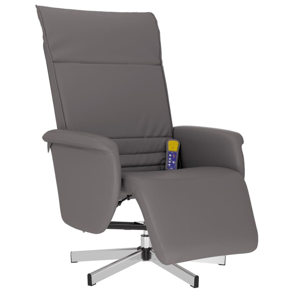 Fauteuil inclinable de massage repose-pieds gris similicuir - XIOS