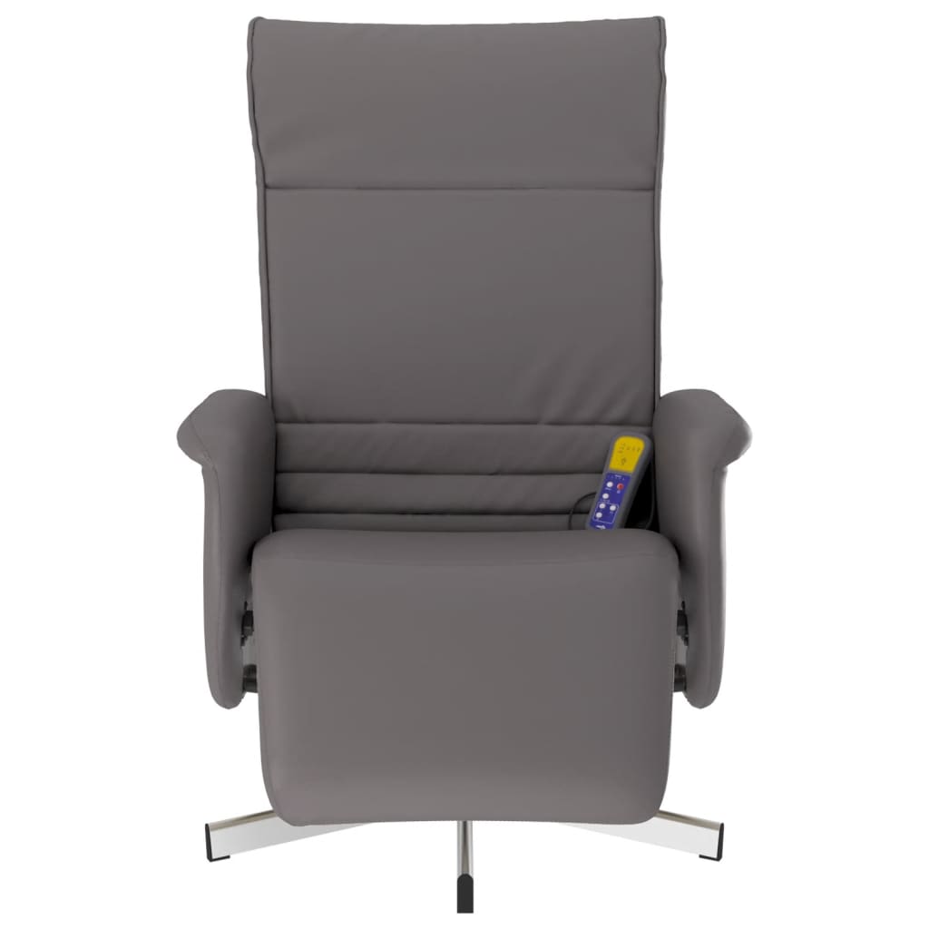 Fauteuil inclinable de massage repose-pieds gris similicuir - XIOS