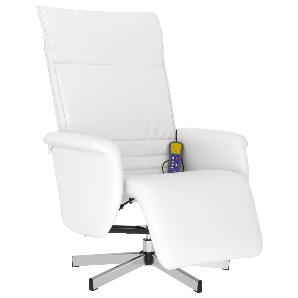 Fauteuil inclinable de massage repose-pieds blanc similicuir - XIOS
