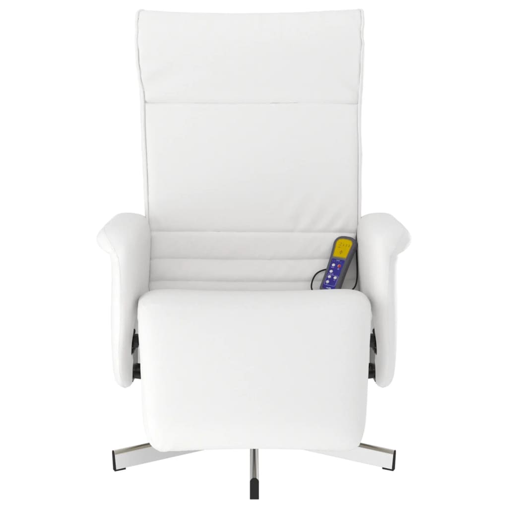 Fauteuil inclinable de massage repose-pieds blanc similicuir - XIOS