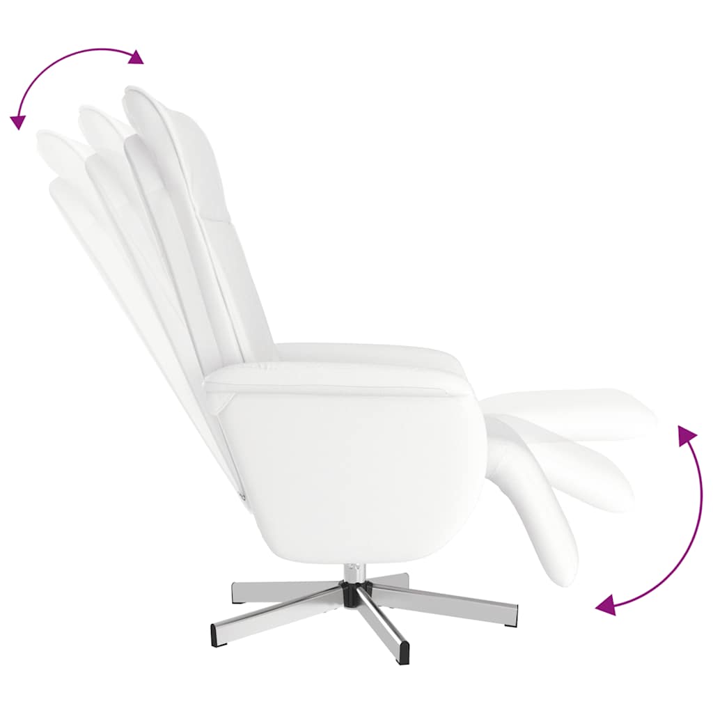Fauteuil inclinable de massage repose-pieds blanc similicuir