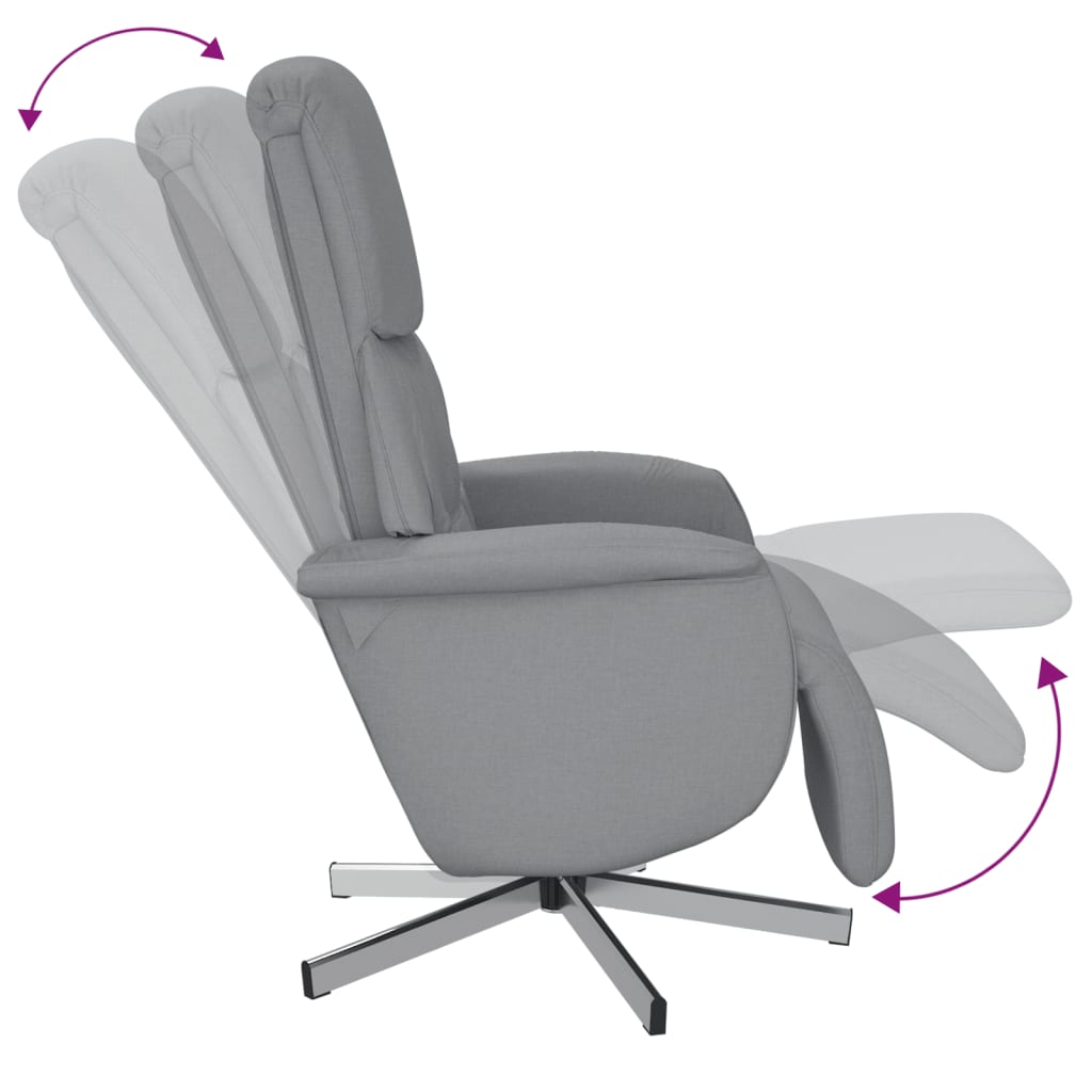 Fauteuil inclinable avec repose-pieds gris clair tissu - XIOS