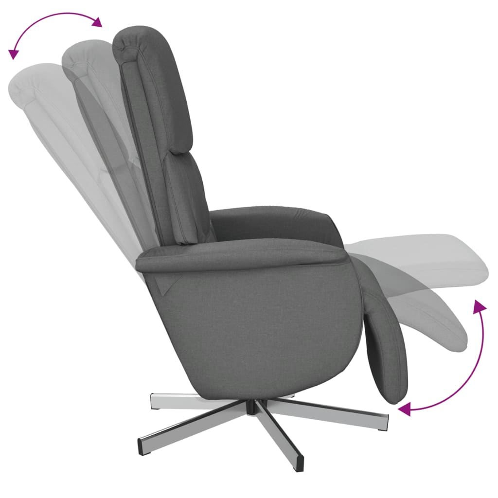 Fauteuil inclinable avec repose-pieds gris foncé tissu - XIOS