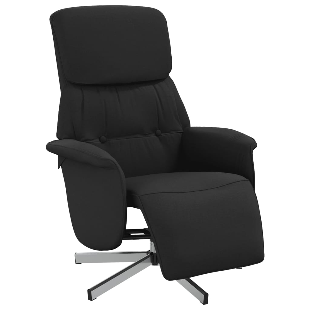 Fauteuil inclinable avec repose-pieds noir tissu - XIOS