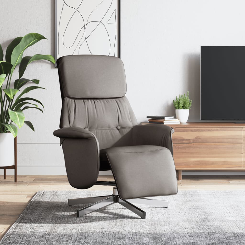 Fauteuil inclinable avec repose-pieds taupe tissu - XIOS