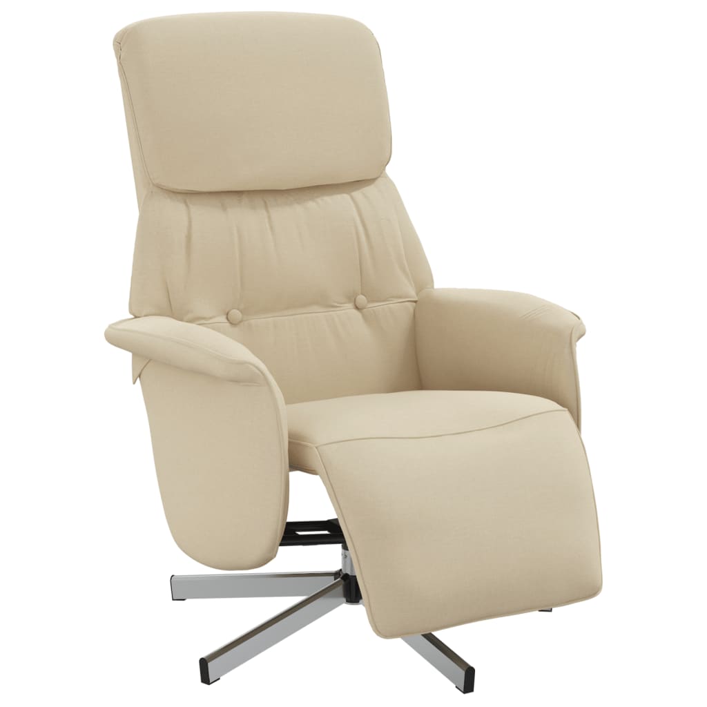 Fauteuil inclinable avec repose-pied crème tissu - XIOS
