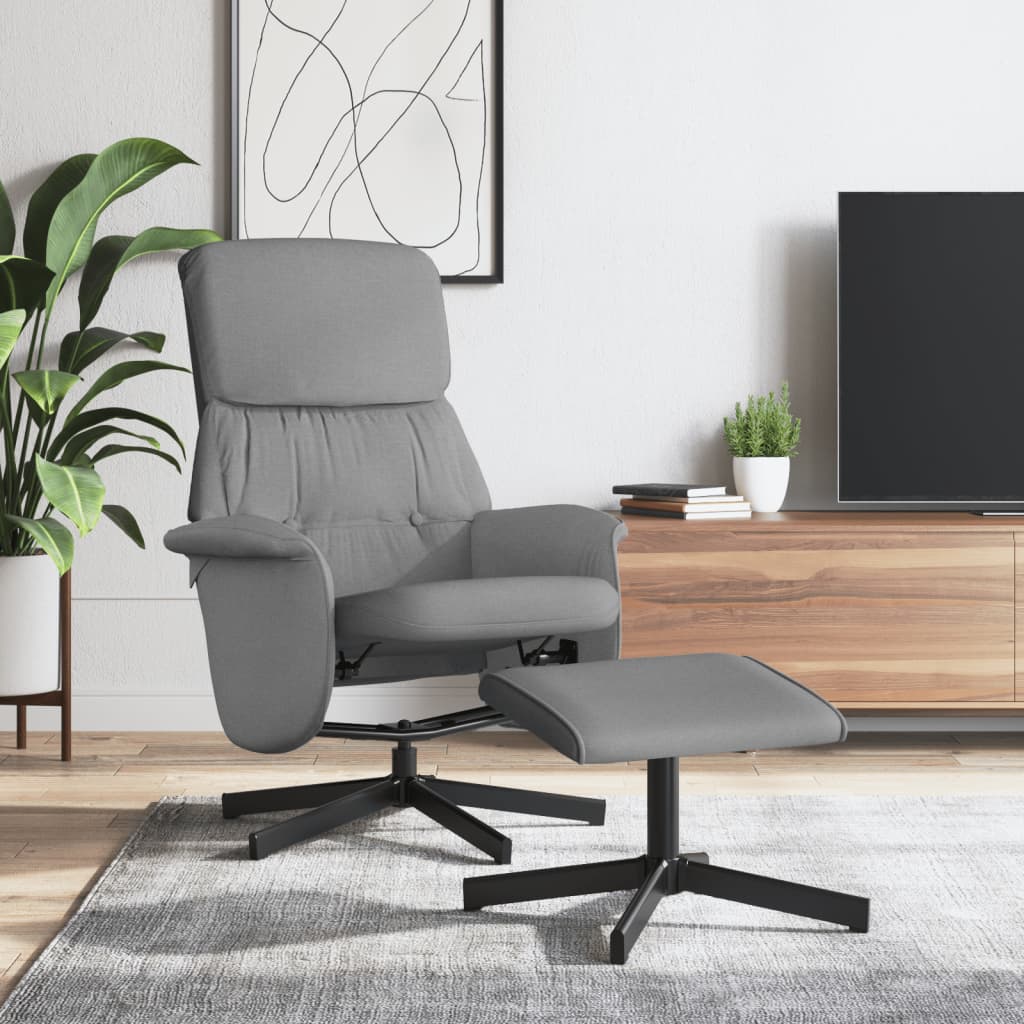 Fauteuil inclinable avec repose-pied gris clair tissu - XIOS